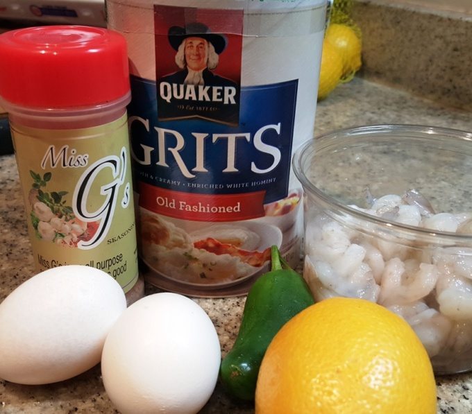 Shrimp and Grits Ingredients with Miss G's